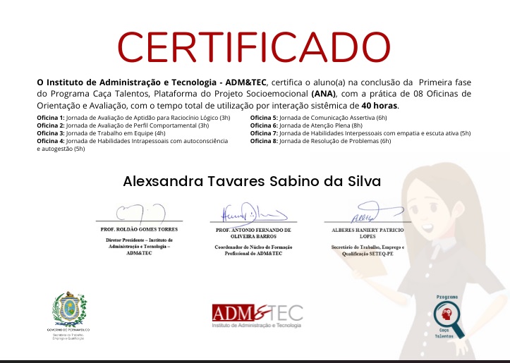 Certificado Primeira fase programa caça-talentos em python